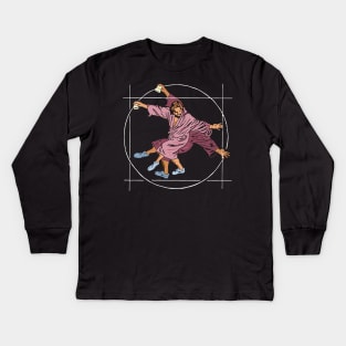 Vitruvian Dude - Big Lebowski Yoga Pose Kids Long Sleeve T-Shirt